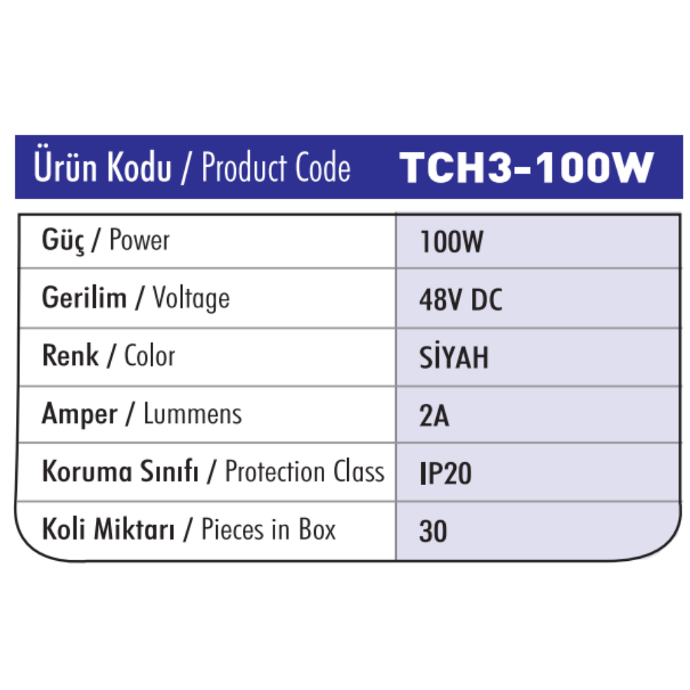 TC-TH SERİSİ 48V TRAFO 2A 100W