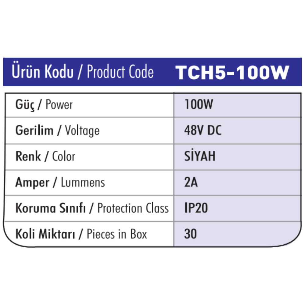 TC-TH SERİSİ 48V TRAFO 2A 100-W